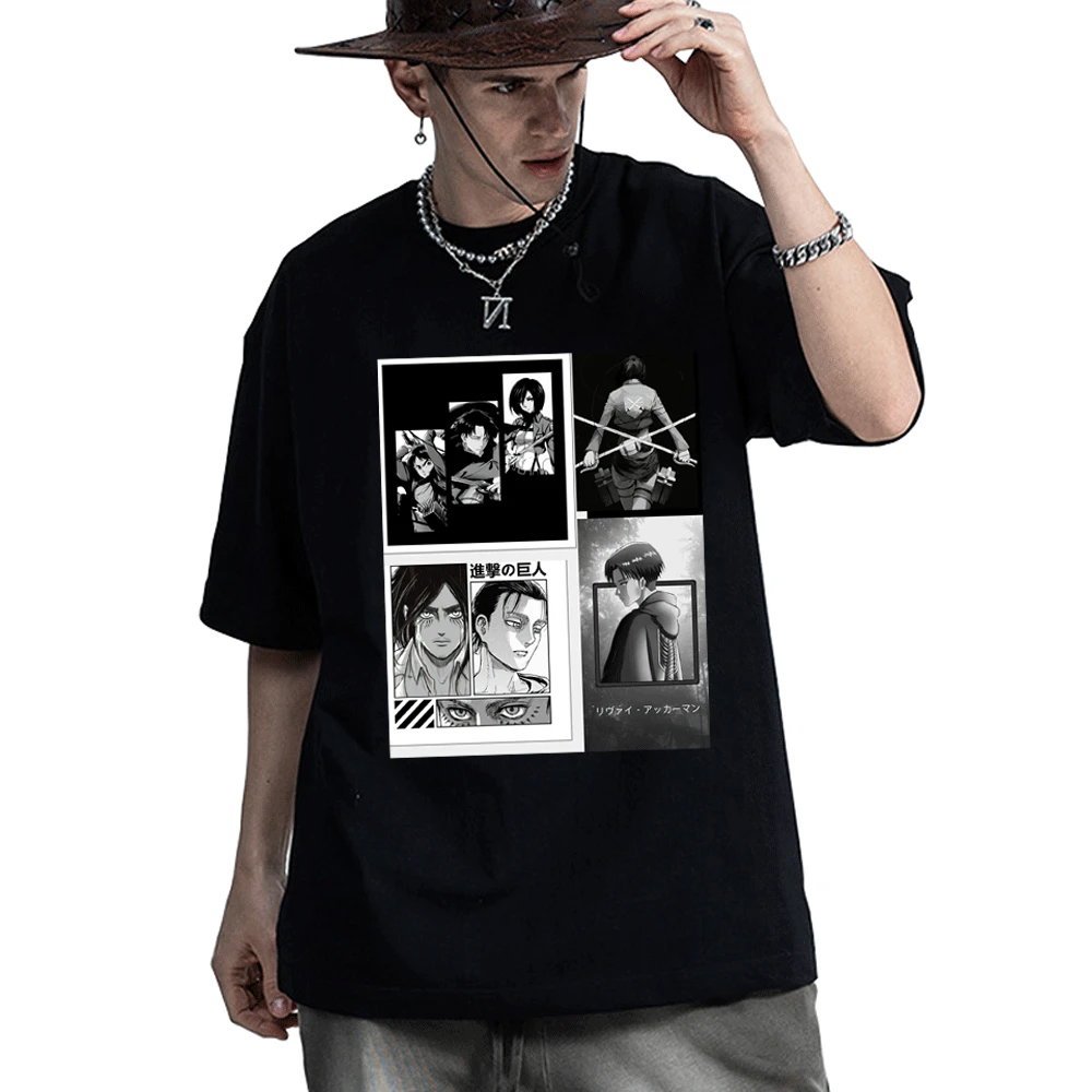 

Attack on Titan Japanese Anime Print T Shirt Men and Women Summer Couple Trend Short Sleeve T-Shirt Clothing Loose Casual Tees