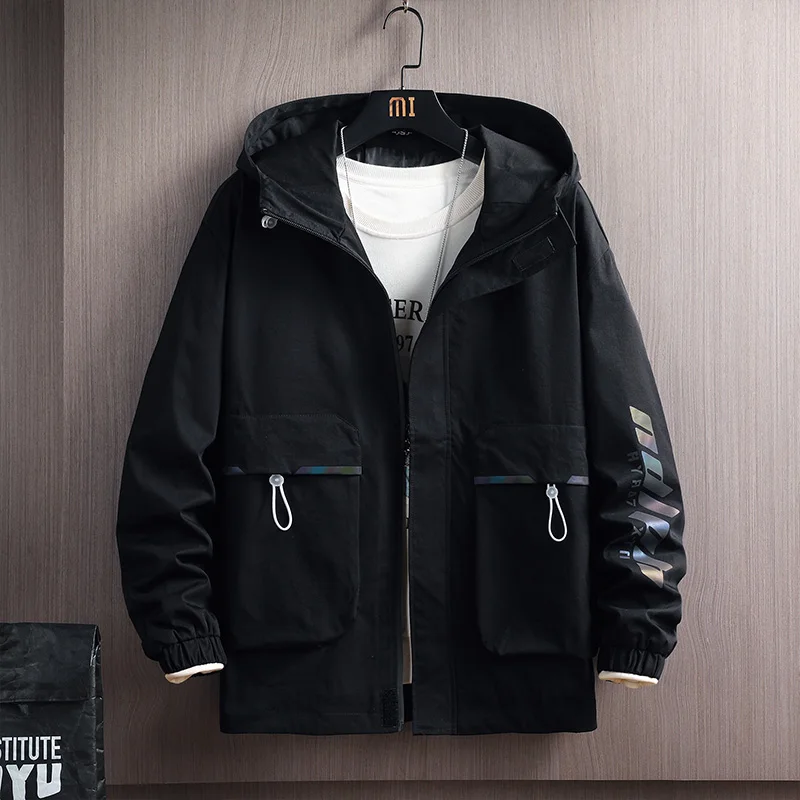 

2022 молодежная ветровка с капюшоном, Мужская модная весенне-осенняя новая куртка