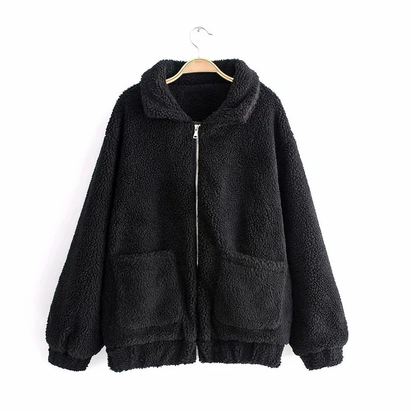 Autumn Winter loose Faux Fur Coat Women 2021 Casual Warm Zipper Fur Jacket Plush Overcoat Pocket Plus Size Teddy Coat Female