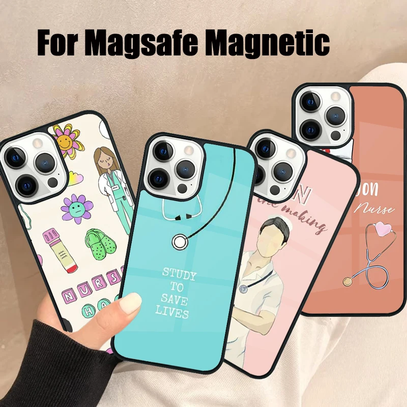 Чехол для телефона Magsafe Nurse Doctor Dentist iPhone 16 15 14 13 12 11 Pro Max Plus зеркальный беспроводной
