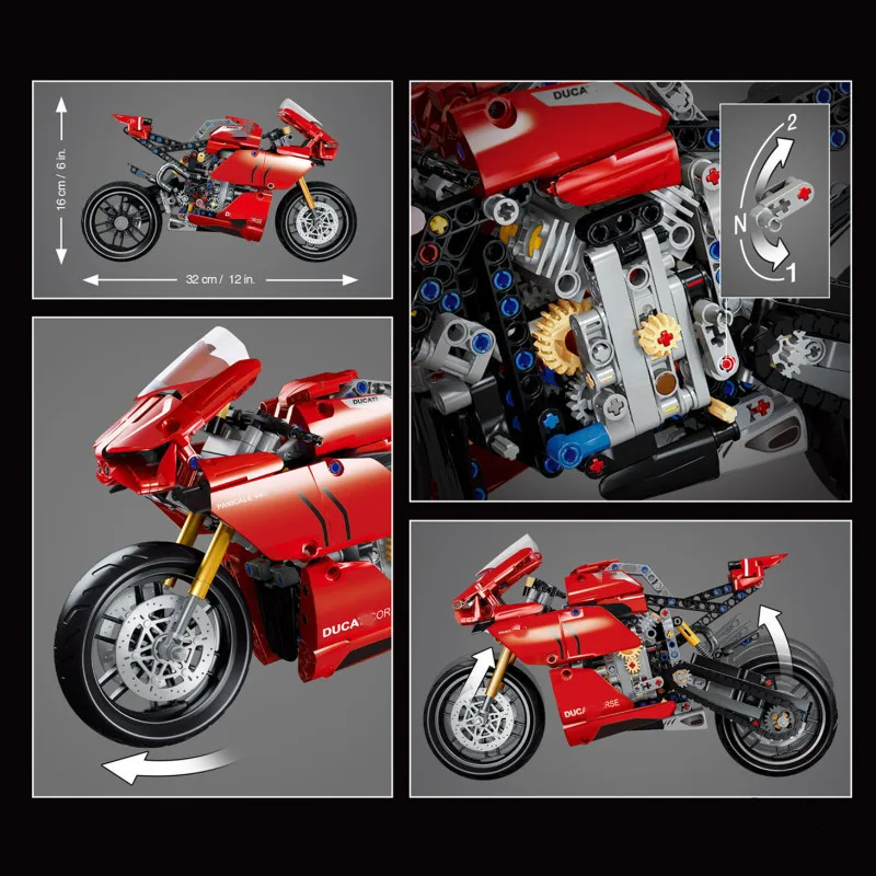 

674pcs 10272 Constructor Ducatis Panigale V4 R Motorcycle Building Blocks Bricks Toys for Boys Kids Toys Christmas Gifts 42107