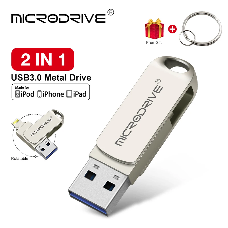 

USB3.0 Flash Drive For iPhone X/8/7/7 Plus/6/6s/5/SE/ipad 2 IN 1 Pen Drive Memory Stick 16GB 32GB 64GB 128GB Pendrive usb stick