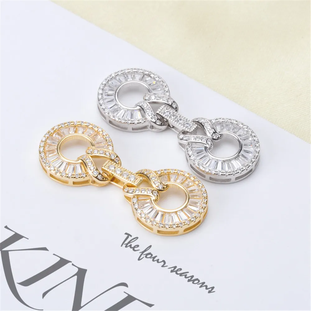 

Застежка из серебра 925 пробы с фианитом, фурнитура «сделай сам» для изготовления бижутерии, аксессуары для серебра/золота, металлические застежки