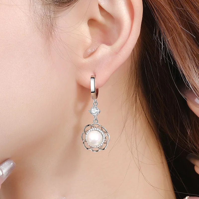 Элегантные ажурные цветочные серьги для женщин милая романтичная жемчужная