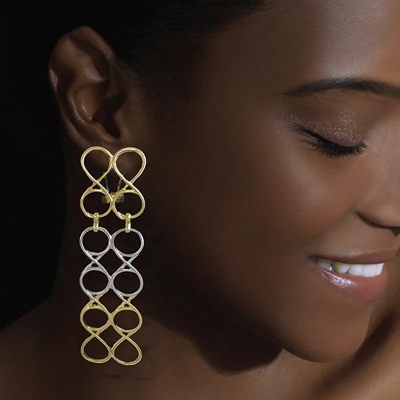 Женские серьги с покрытием из 18-каратного золота золотистые большого размера