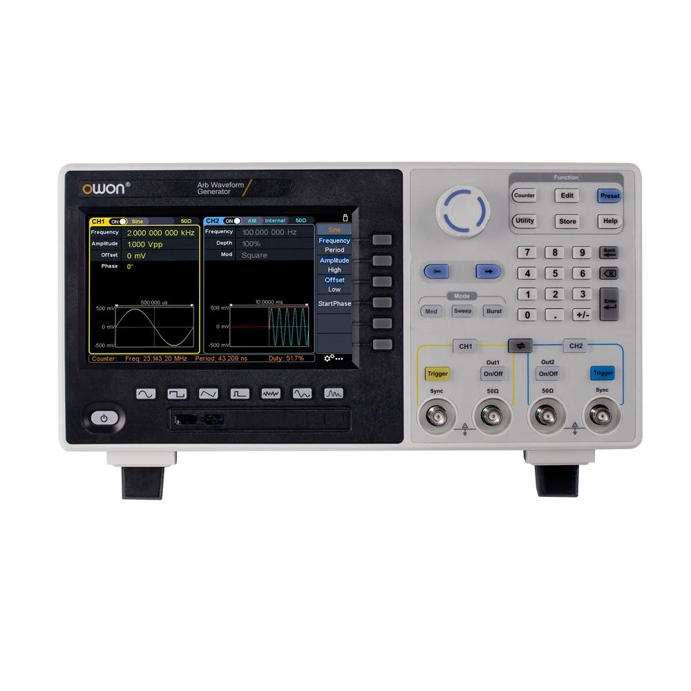

OWON XDG2030 Arbitrary Waveform Generator AWG 14bits Vertical Resolution 2CH 30MHz 500MSa/s 7inch LCD Digital Signal Generator