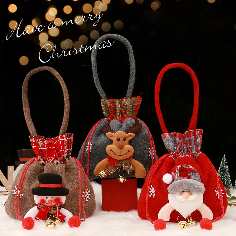 

1PCS Christmas Eve Apple Gift Bag Cute Santa Claus Snowman Candy Storage Bag Merry Christmas Ornaments Home Decor Santa Sacks