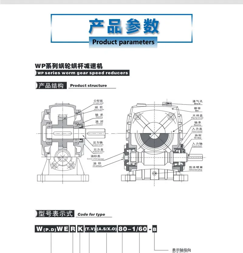Редуктор червячной передачи WPA/WPS/WPO/WPRO/WPRX/WPRA