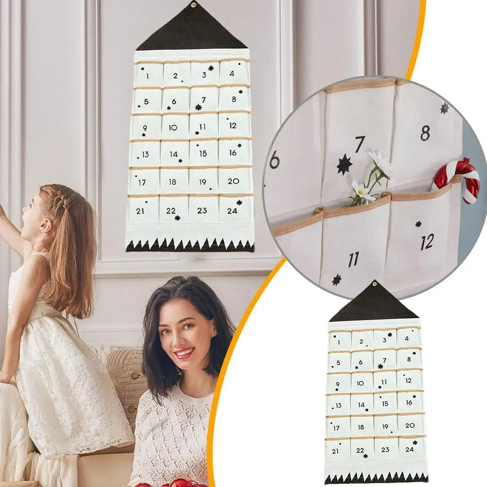 

Christmas Advent Calendar Wall Mounted Wardrobe Organizer Sundries Organizer Storage Pouch Hanging Wall Toys Jewelry Bag Ha L3K5