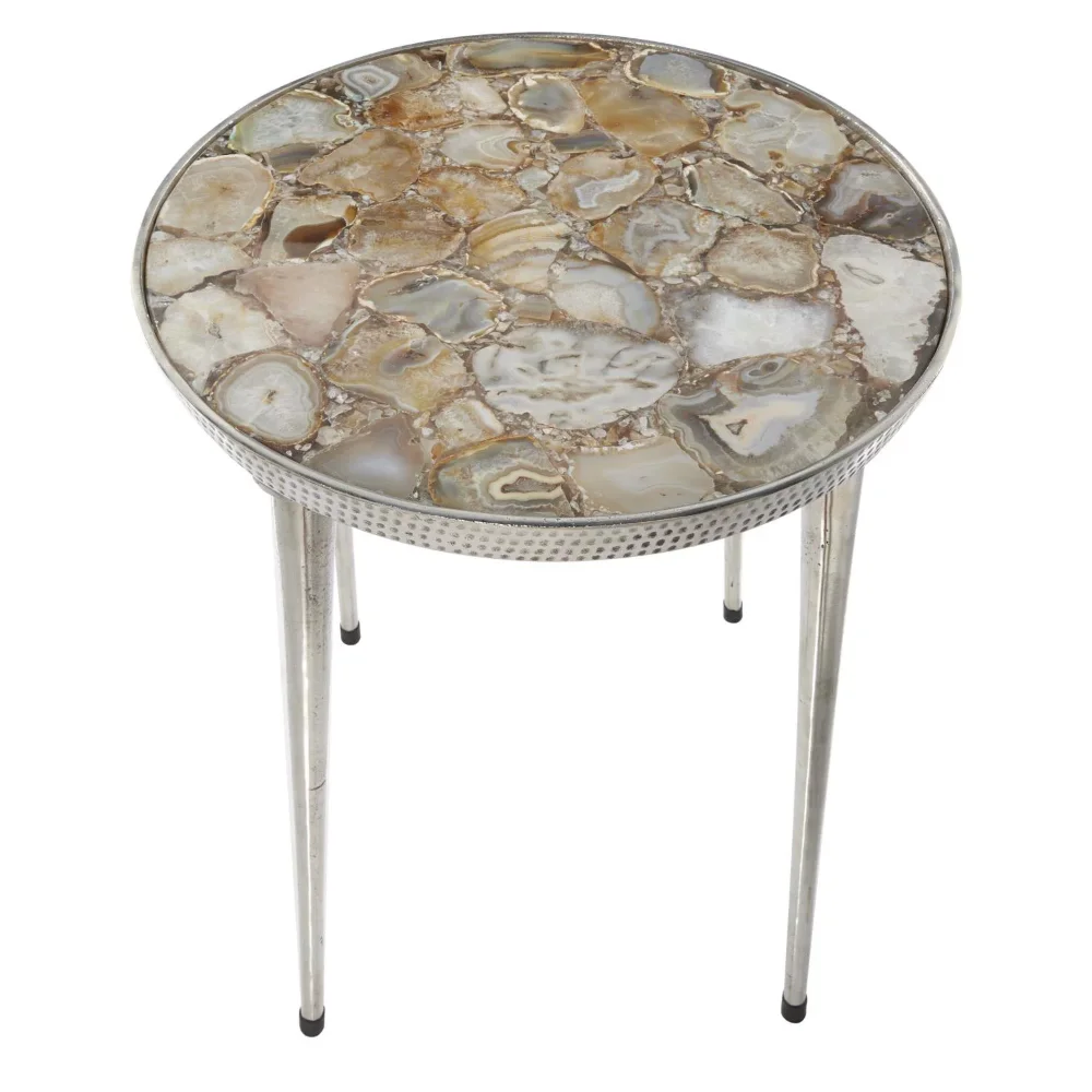 

DecMode 23" x 18" Silver Aluminum Contemporary Accent Table
