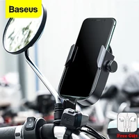 baseus motorcycle phone holder for iphone 12 samsung universal adjustable bike bicycle cell phone stand handlebar mount bracket