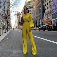 autumn elegant sexy rompers women long sleeve casual wide legs jumpsuits solid backless feminino overalls jumpsuit women 2021