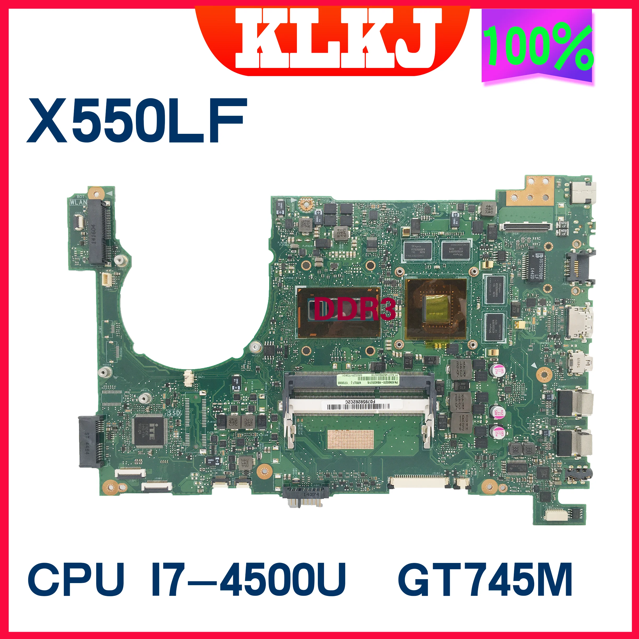 

N550LF Laptop Motherboard For ASUS VivoBook N550LF Q550LF Q550L Mainboard With I7-4500U I5-4200U GT745M-2GB 100% Test Runs Well