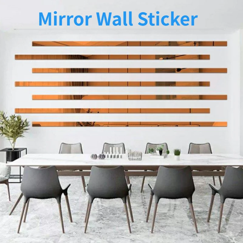 

DIY Mirror Decor Stickers Self-adhesive Acrylic 3D Wall Stickers TV Background Wall Sticker Ceiling Edge Strip Home Decoration