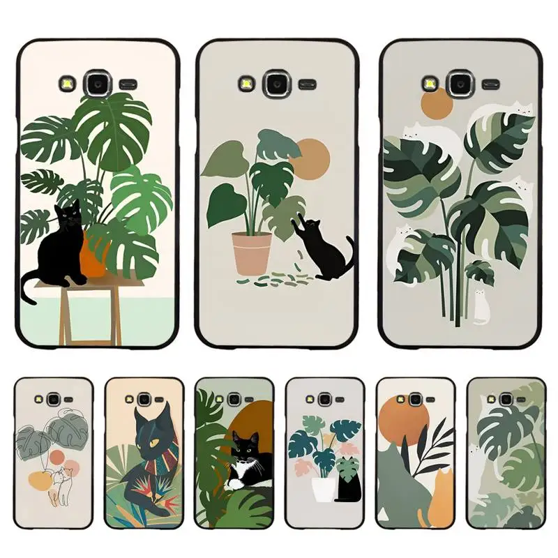

Leaf Plant Cute Cat Phone Case for Samsung S20 lite S21 S10 S9 plus for Redmi Note8 9pro for Huawei Y6 cover