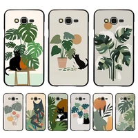 leaf plant cute cat phone case for samsung s20 lite s21 s10 s9 plus for redmi note8 9pro for huawei y6 cover