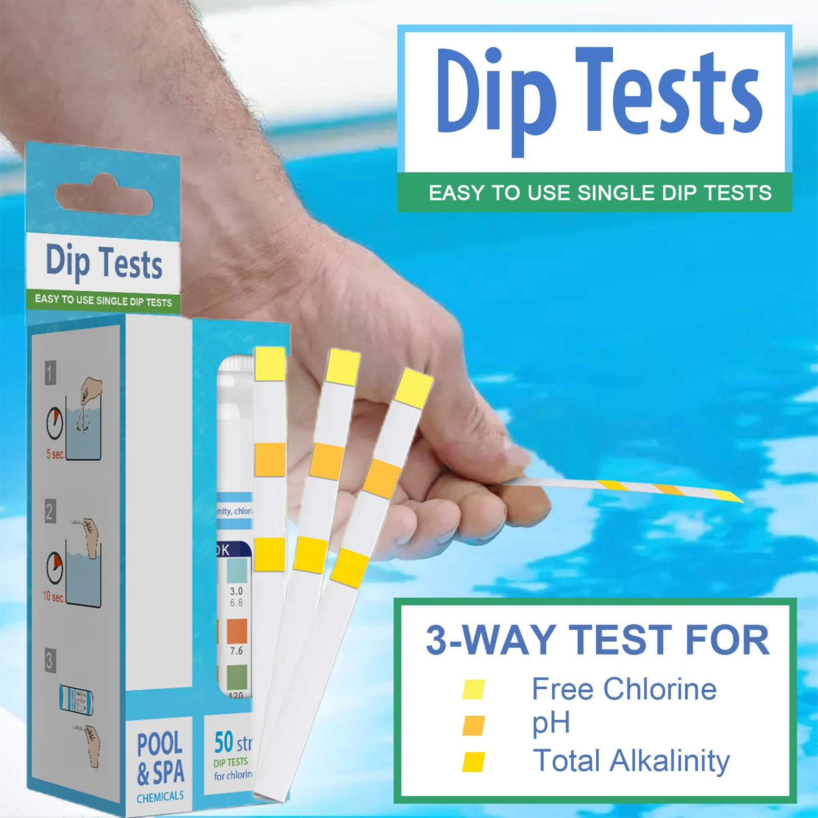 

Newly 50pcs/set Pool Test Strips 3 In 1 Spa Hot Tub Swimming Pools Test Papers Easy & Quick Detection Strip Water Tester Tools