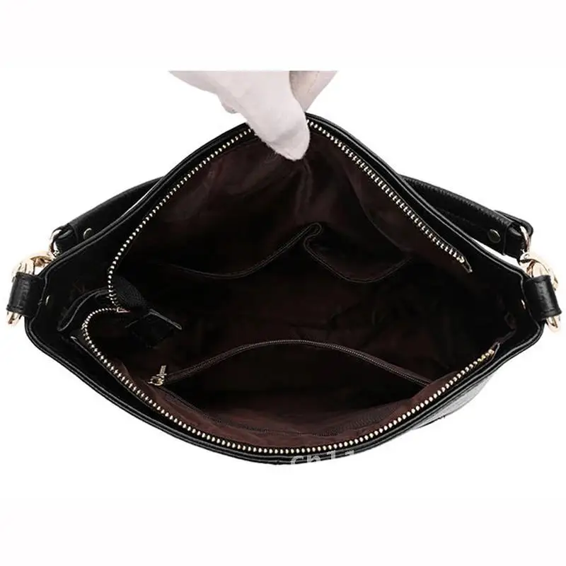 Бродяга с 3 отделениями женская натуральная сумка кожаная через плечо A472 100% кожа