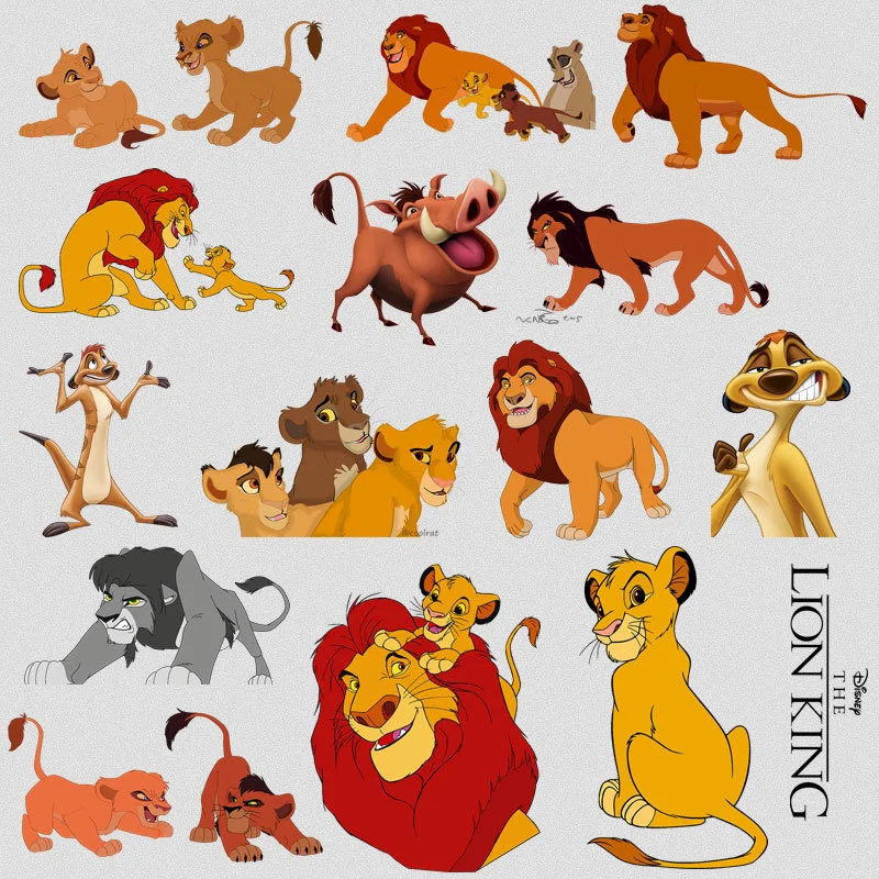 

Disney Lion King Simba Iron On Patches For Clothing DIY Washable Heat Transfer Kid T-shirt Jacket Thermal Stick On Clothes Decor