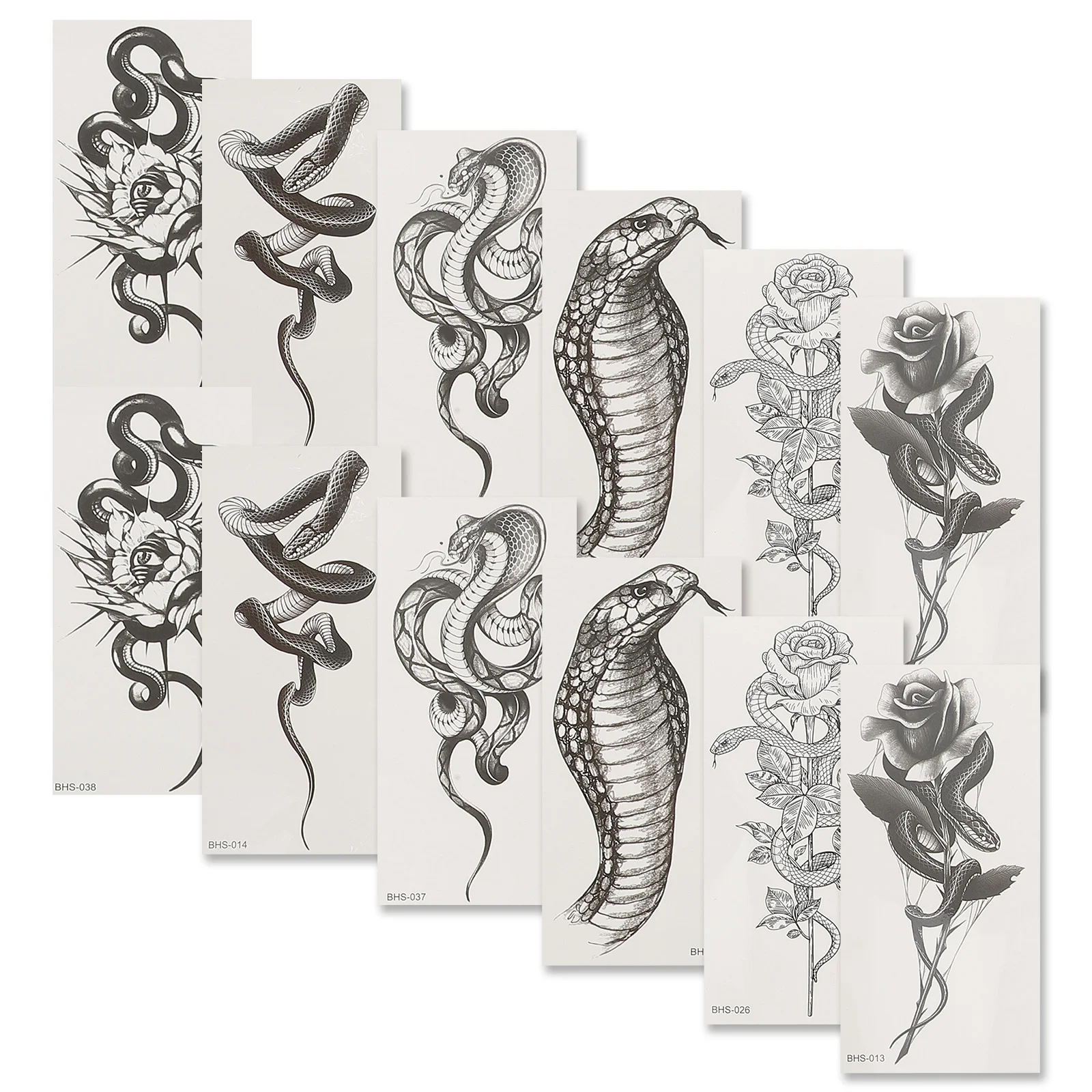 

12 Sheets Snake Tattoo Stickers Temporary Tattoos Women Goth Gothic Flower Adult Man Fake