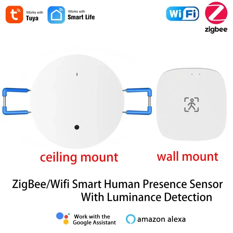 

NEW 2023 ZigBee Human Presence Motion Sensor with Luminance and Distance Detection,5V 110V 220V, Smart Life APP Home Automation