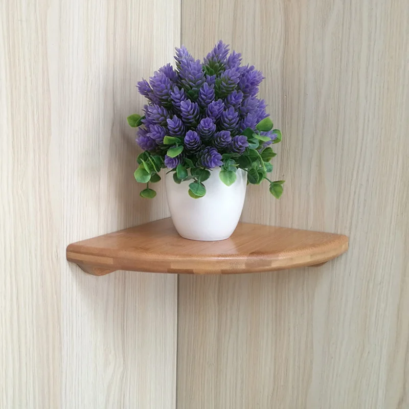

Simple Triangle Wooden Shelf Home Wall Decorative Corner Shelf For Flower Pot Living Room Wall Wood Storage Display Shelves