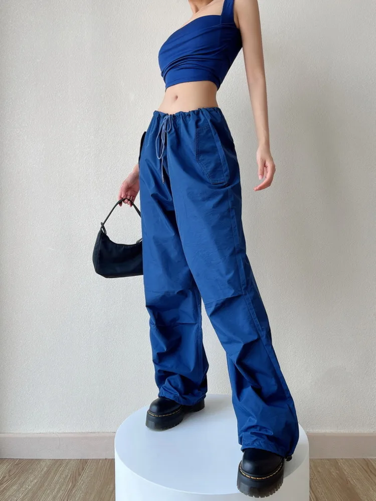 

TVVOVVIN Blue Overalls Loose Legged Pants Women's Summer American Style Spice Girls Street Casual Trousers Korean Pants SJ19