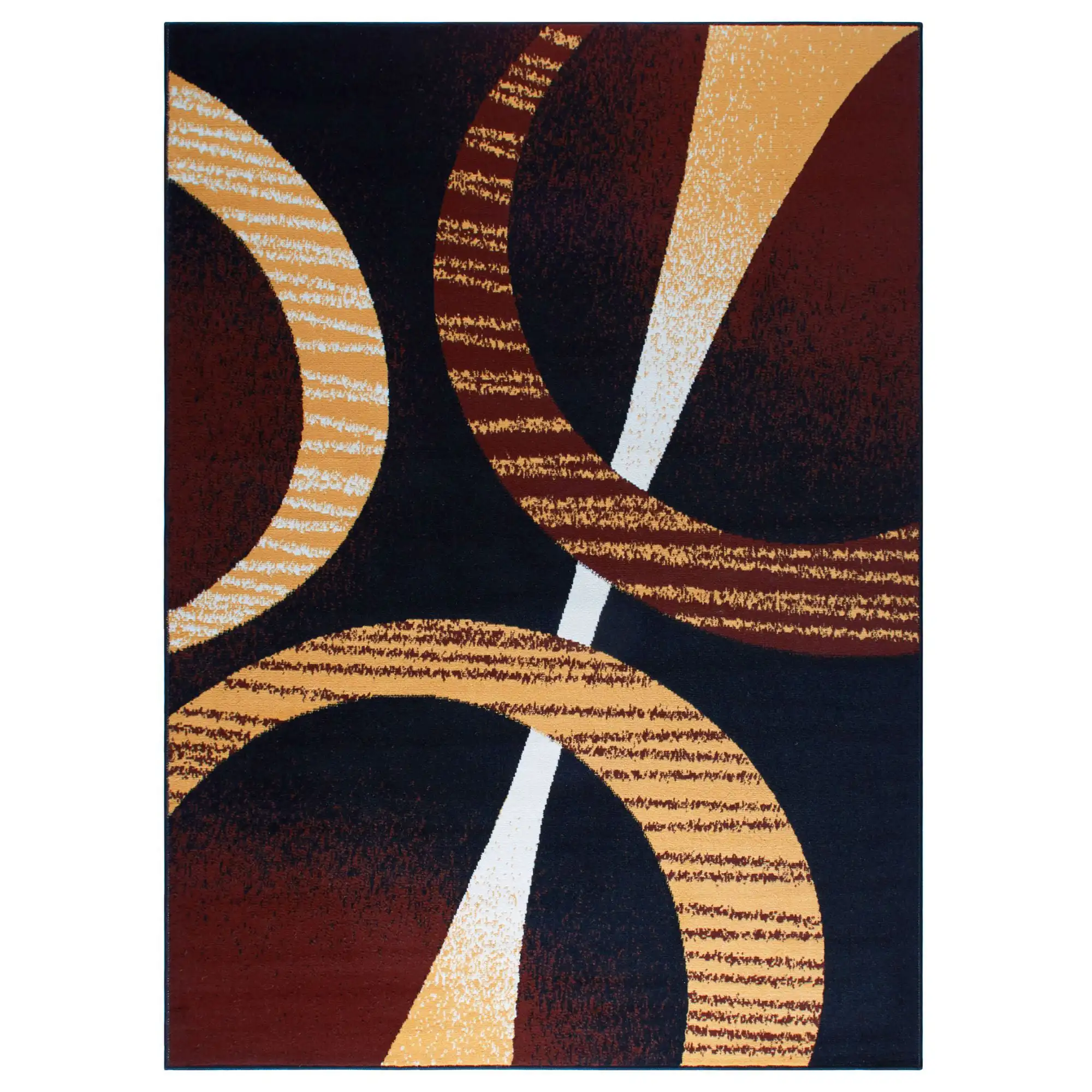 

Premium Indus Contemporary Geometric Area Rug, Black/Brown, 5`2"x7`4"