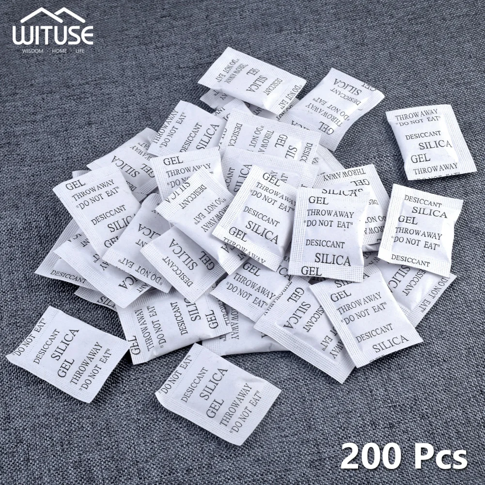 

200 Packets Silica Gel Sachets Desiccant Pouches Drypack Ship Drier Odor Moisture Absorber Silica Gel Packet For Food Clothes