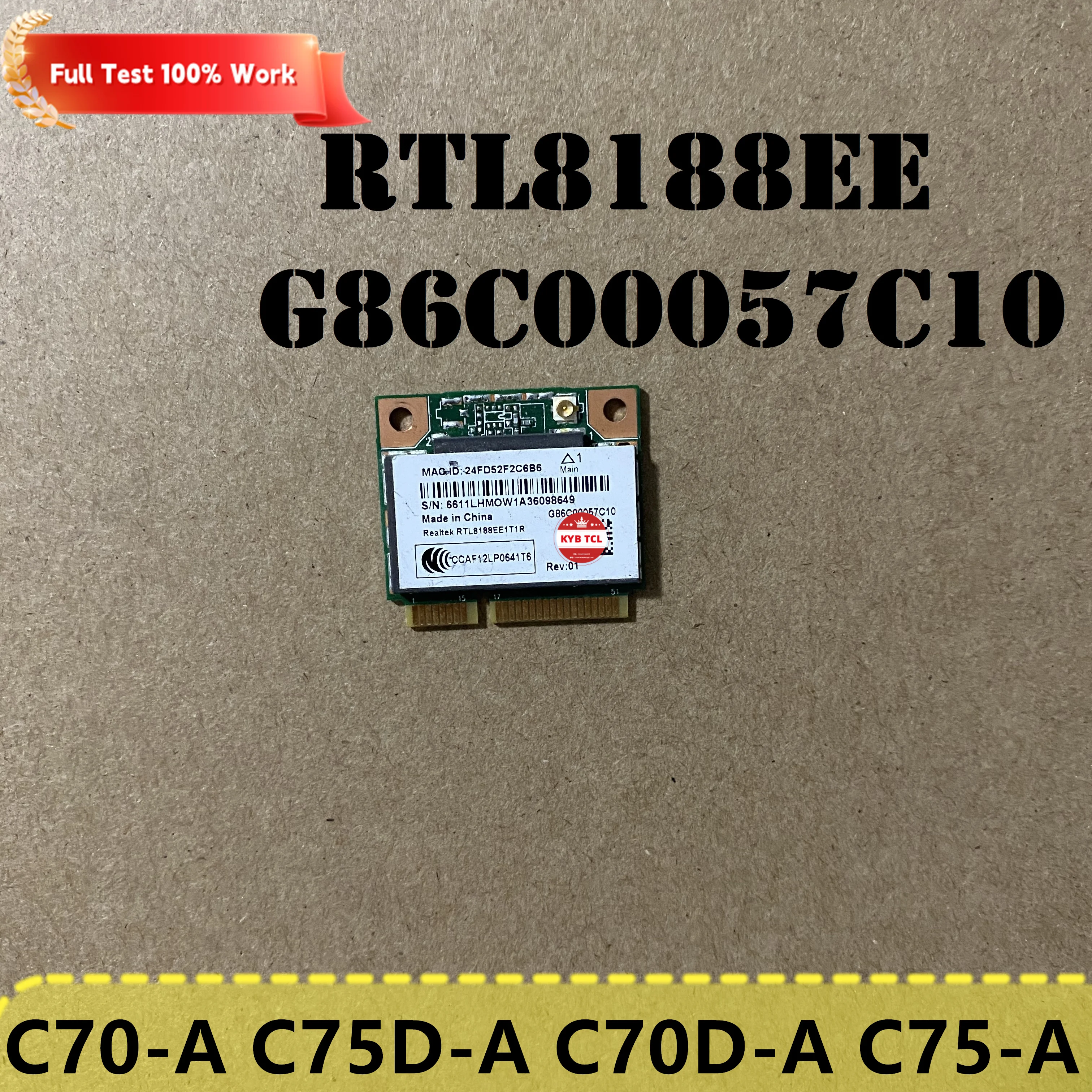 

Ноутбук Realtek RTL8188EE 802.11bgn 2.4GHz PCIe 1T1R WiFi карта G86C00057C10 Toshiba C75D-A7102 C75D-A C70D-A c75a C70-A