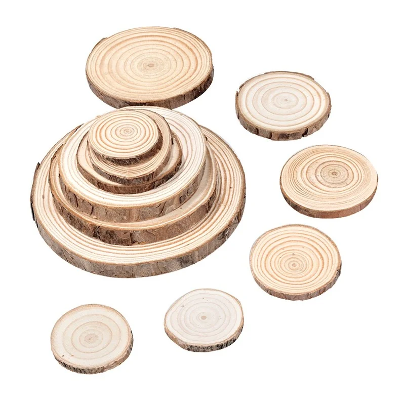 

3-20 Cm Natuurlijke Grenen Ronde Onvoltooide Houtsnippers Ronde Met Schors Log Schijf DIY Ambachten Bruiloft Schilderij