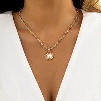 2022 fashion statement black crystal pendant necklace women girls wedding bridal vintage round coin shoker choker neck jewelry