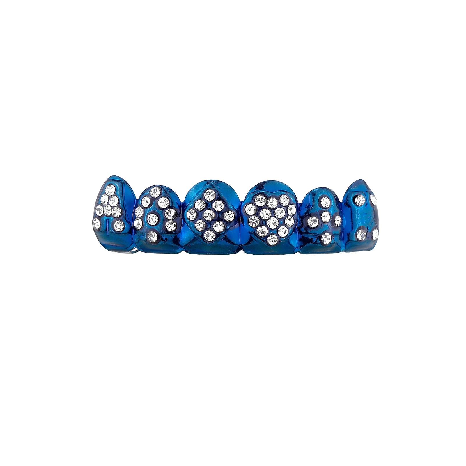 TOPGRILLZ HipHop Bling Iced out CZ Blue Teeth Grillz Caps For Unisex Cubic Zircon Micro Pave Top&Bottom Grills Set Party Jewelry (art.: 3920db60b1afd) - 3920db60b1afd