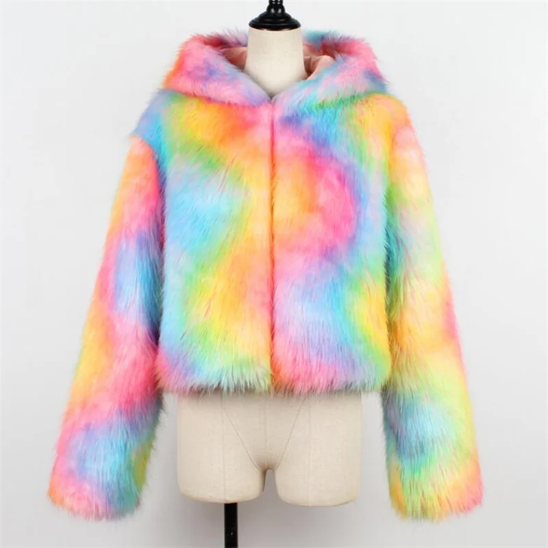 Rainbow color mink leather jacket womens winter autumn warm fur leather coat women slim jackets casual jaqueta de couro fashion enlarge
