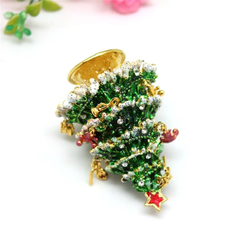 Metal Christmas Traditional Tree Shaped Trinket Jewelry Box