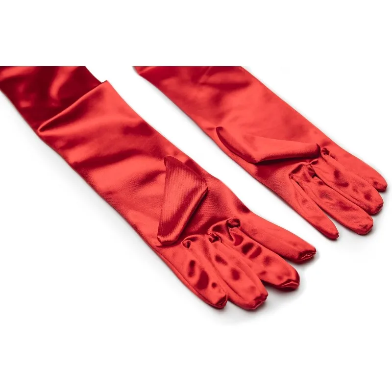 Длинные красные атласные перчатки для женщин миссис Клаус Круэлла Дьявол