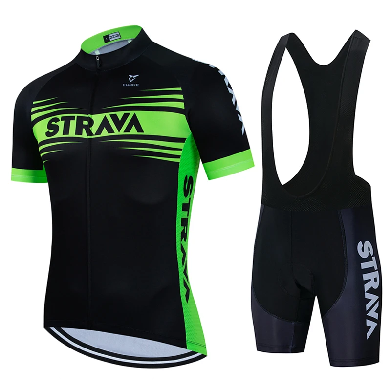 

2022 STRAVA Team Cycling Jersey Sets Men's Bicycle Short Sleeve Cycling Clothing Bike maillot Cycling Jersey Bib Shorts Summer