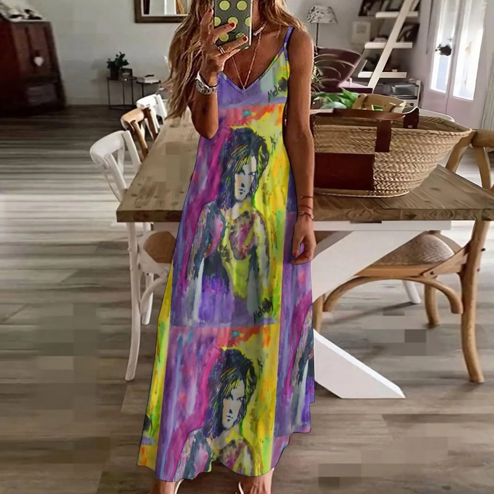 Платье женское летнее акварельное без рукавов