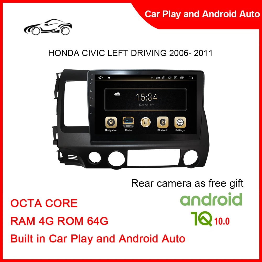 

CUSP Big Screen 9 Inch Android Car Stereo For HONDA CIVIC 2006-2011 10.1inch RAM 4G ROM 64G Touch Screen Car Radio Car Play