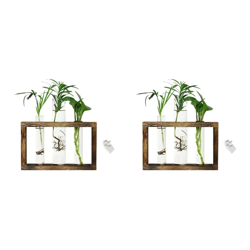 

2 шт. станции для распространения растений, настенная подвесная стеклянная деревянная подставка для террариумов с 6 трубками для размножения