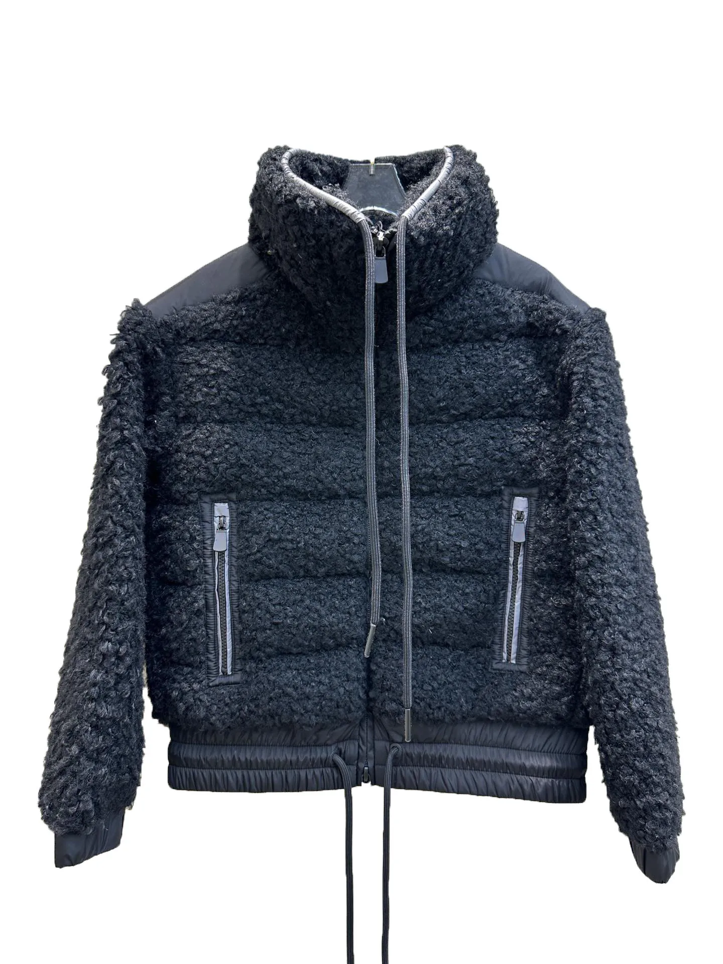 

Lambswool jacket stand-up collar Slim version hem drawstring adjustable design warm and cozy 2023 winter new 1125