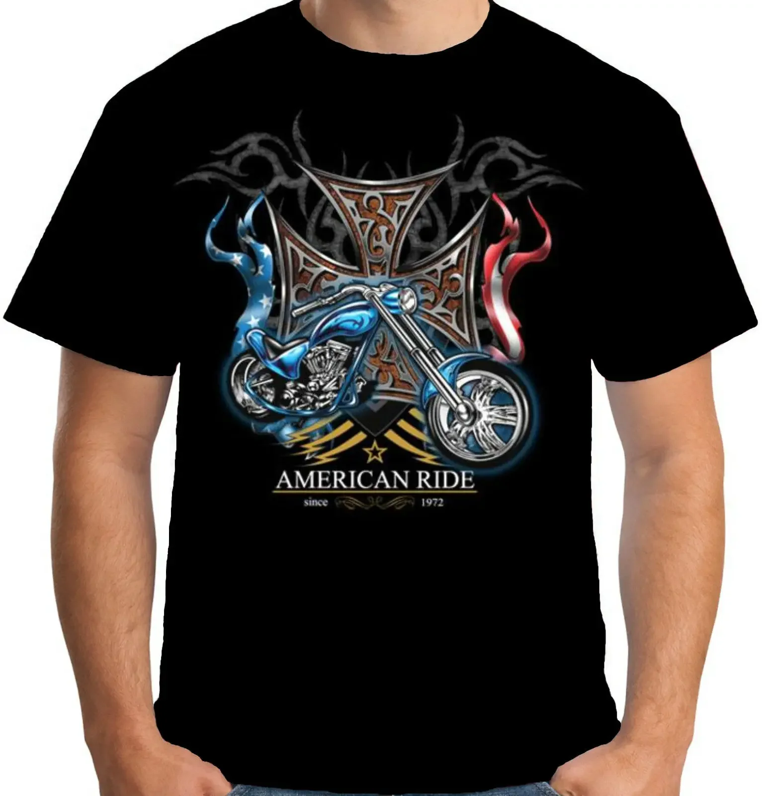 Футболка American Ride Chopper Biker Motorcycle Bobber. Летняя хлопковая мужская футболка с коротким