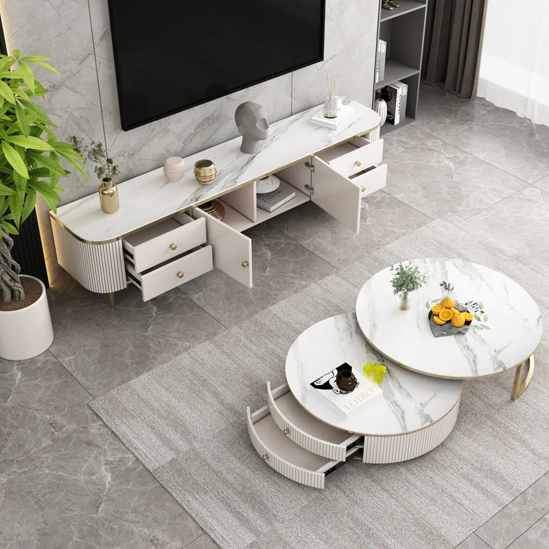 

Living Room Center Table Legs Coffee Table Side Table Marble Top Luxury marble coffee table Smart glass round coffee table