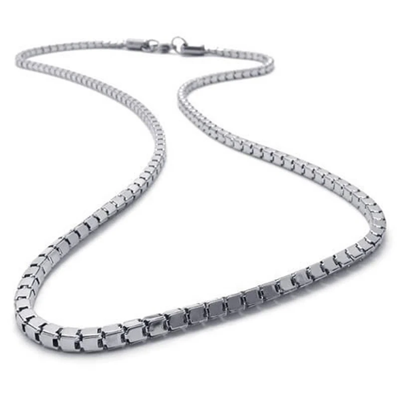 

HOT SALE 3X Jewelery Men's Necklace, Stainless Steel Necklace, Silver Color, 3 Mm Wide, 55 Cm Long