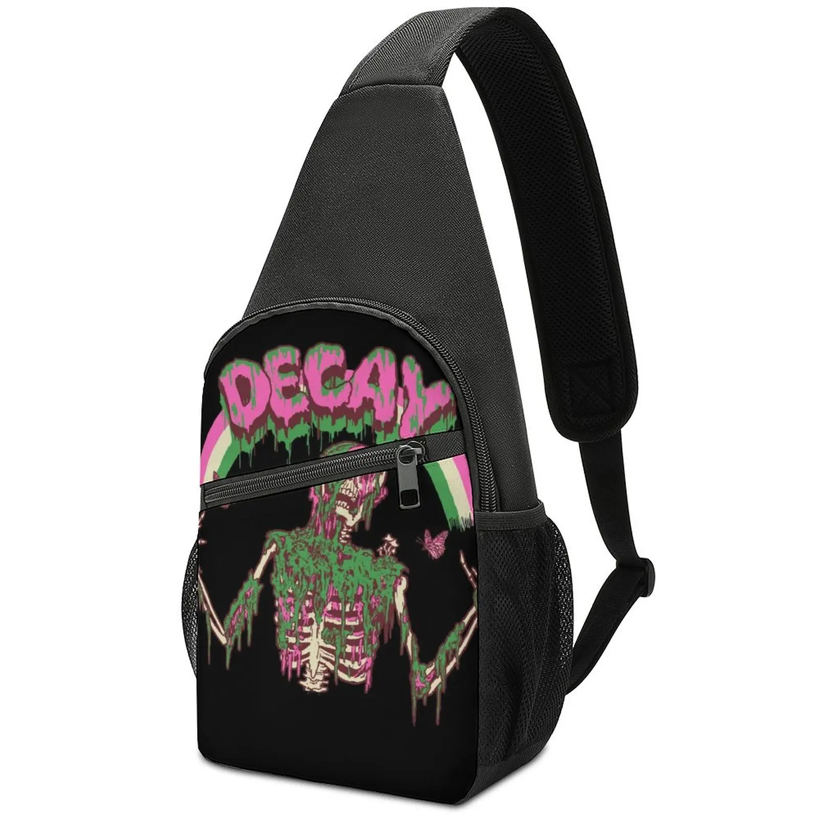 

Decay Shoulder Bags Skeleton Casual Chest Bag Men Phone Camping Sling Bag Motorcycle Graphic Small Bags