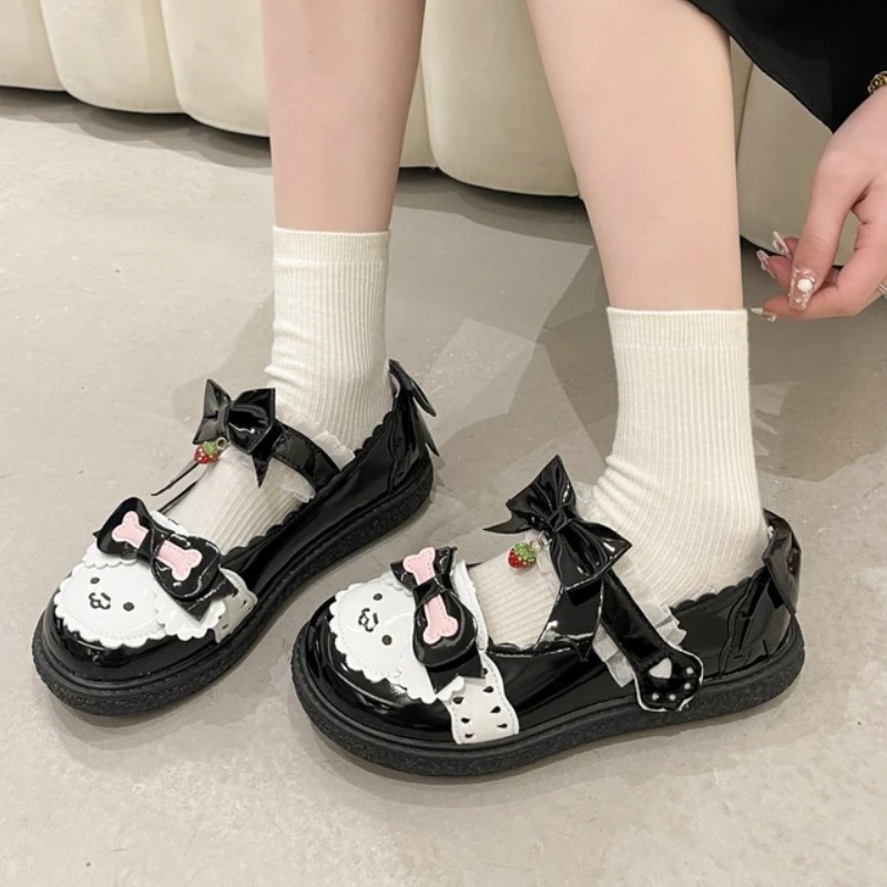 Lolita Sweet Anime Cat Paw Cute Bowknot Flat Platform Shoes Big Head Doll Shoes Shallow Mouth Kawaii Jk Girls Shoes Cosplay Loli