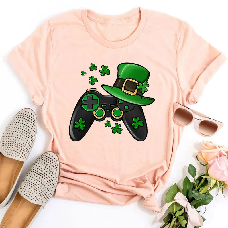 

St. Patrick's Day Shirt Game Kawaii Clothes Irish Tee Shamrock St. Patrick's Day Women Clothes Irish Women Clothing Shamrock M