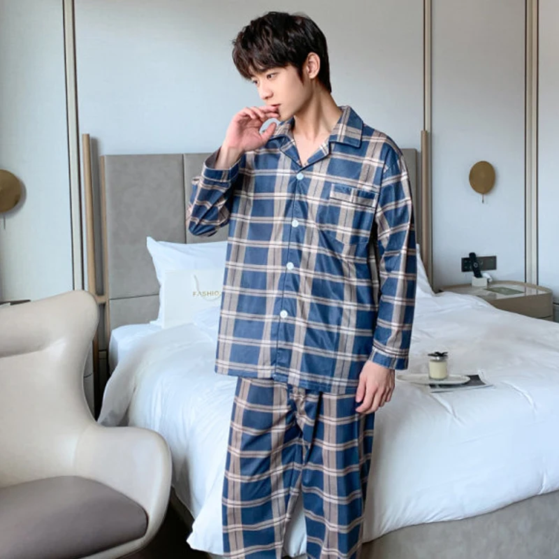 QUHENG 2022 Autumn Men's Cotton Pajamas Winter Long Sleeve  Trousers Sleepwear Women Man Sets 2 Pieces Casual Lounge Pyjamas