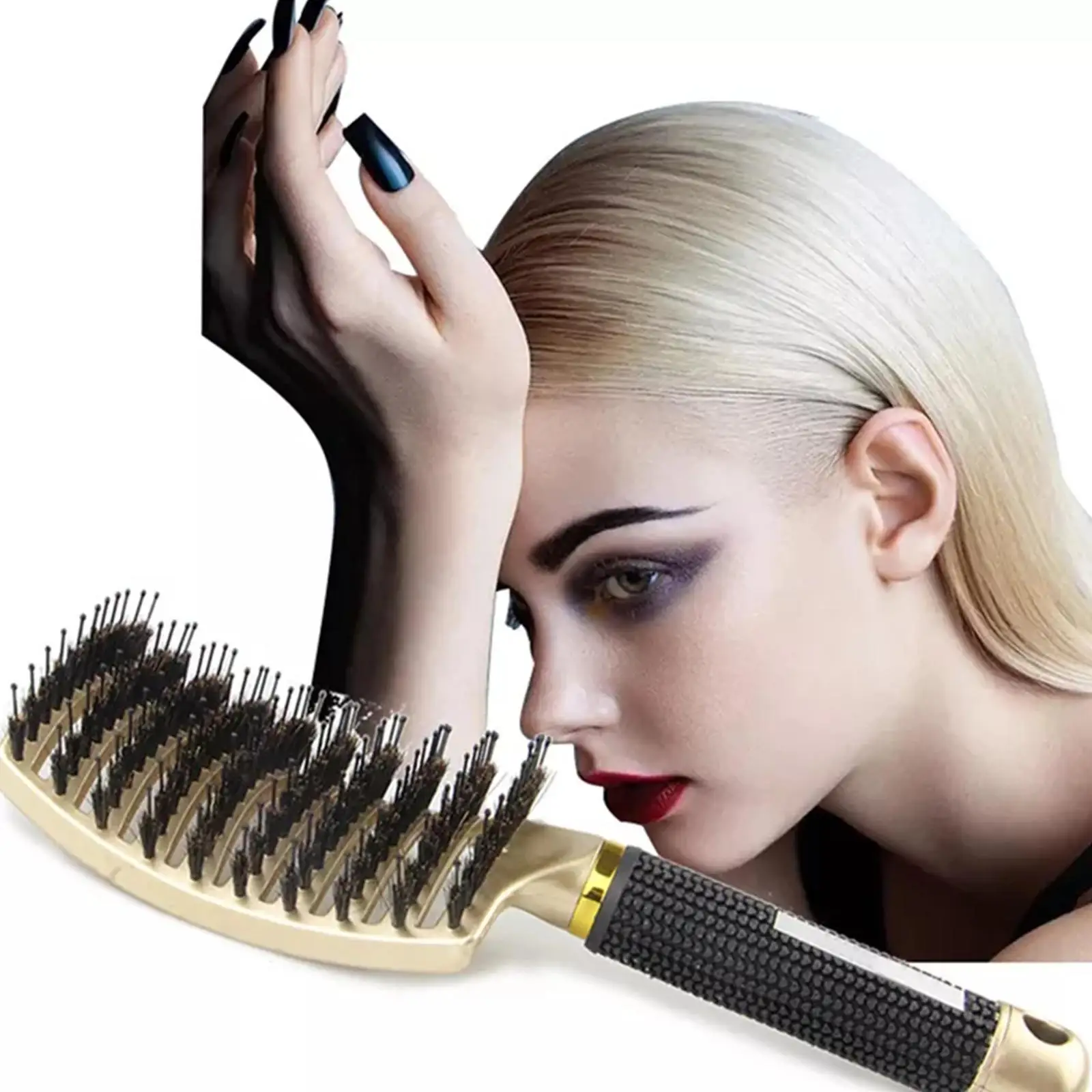 

Women Hair Scalp Massage Comb Bristle Nylon Hairbrush Wet Curly Detangle Hair Brush For Salon Barber Hairdressing Styling Tools
