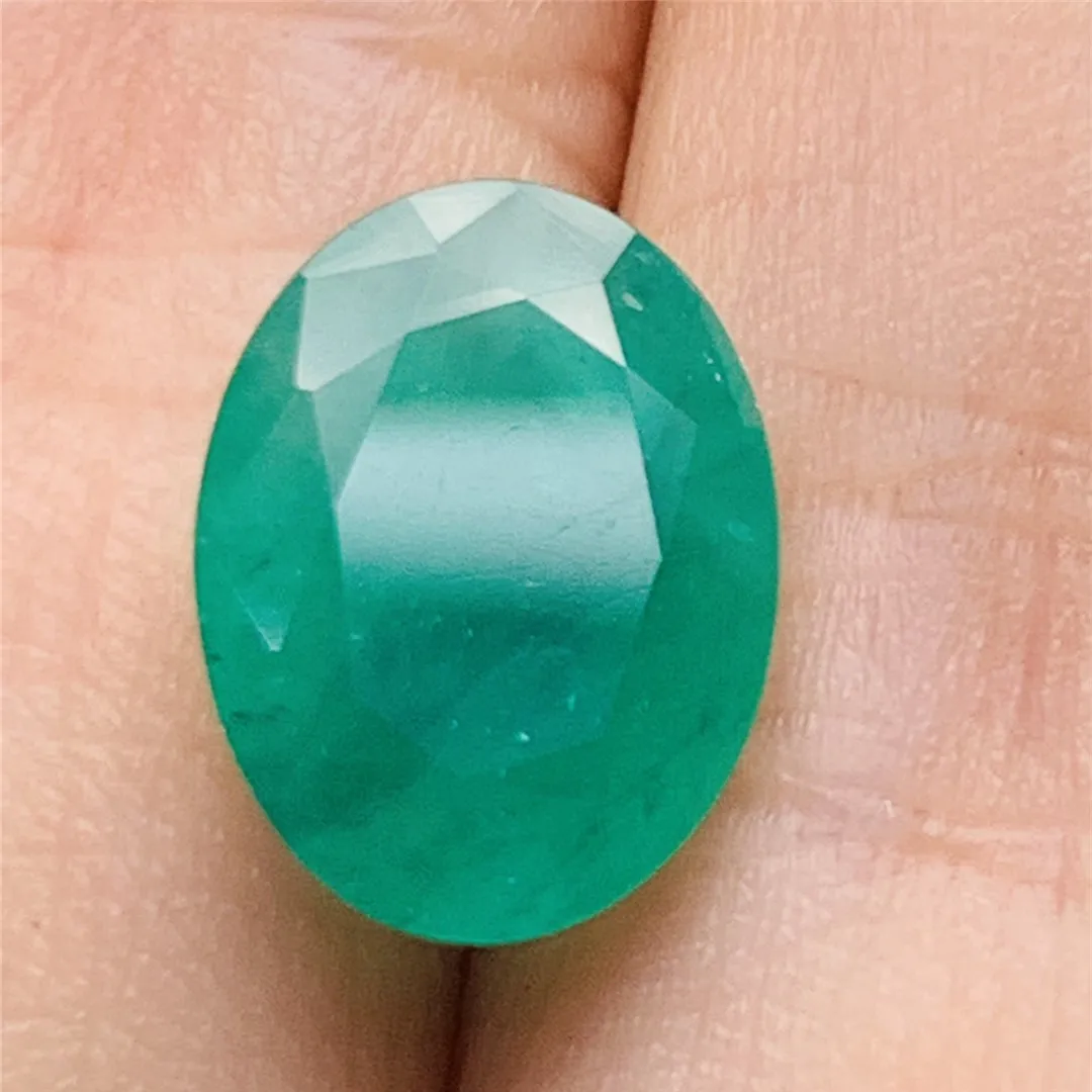 1Pcs/Lot Natural Emerald Loose Gemstone Oval Multiple Faceted DIY Material Valet Inlay Jewelry Man Woman Necklace Ring Bracelet